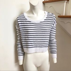 H&M Striped Black White Knit Crop Sweater